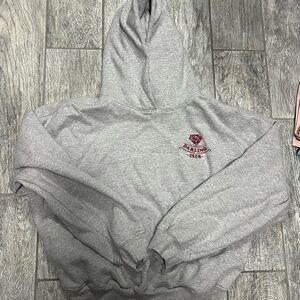 Garage Gray Hoodie with Red Rose Detail